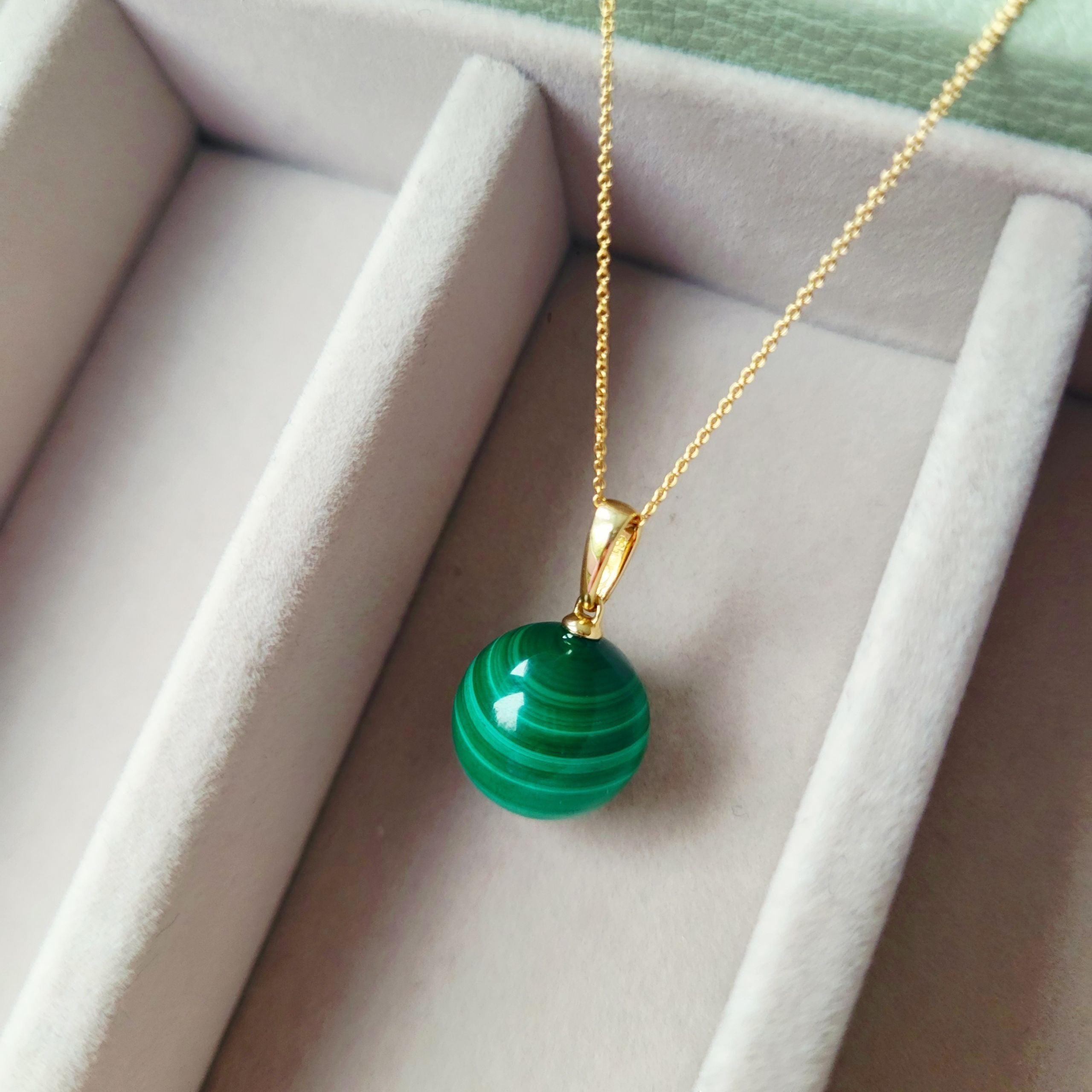 Malachit Anhänger | 585 Gelbgold