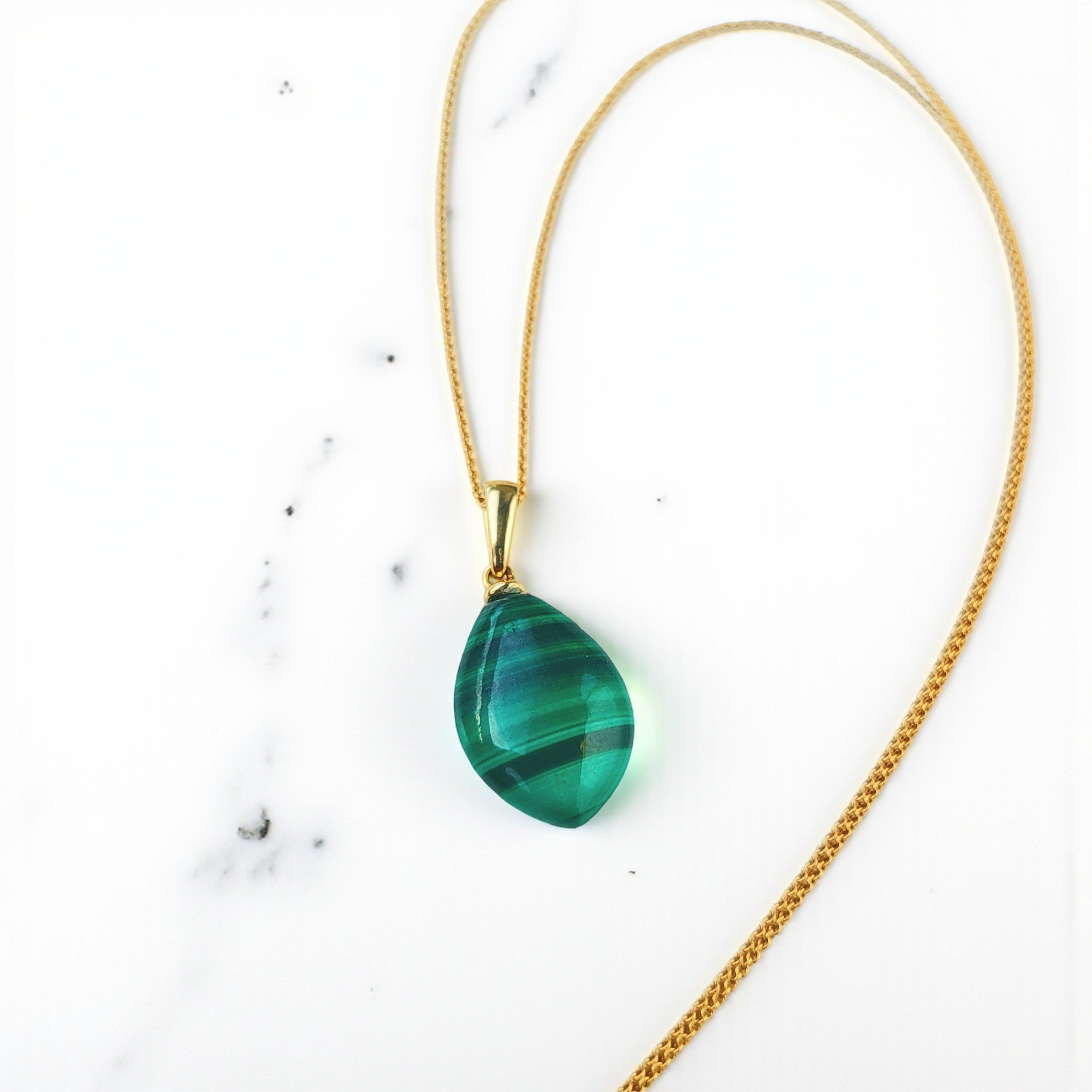 Malachit Anhänger | 585 Gelbgold