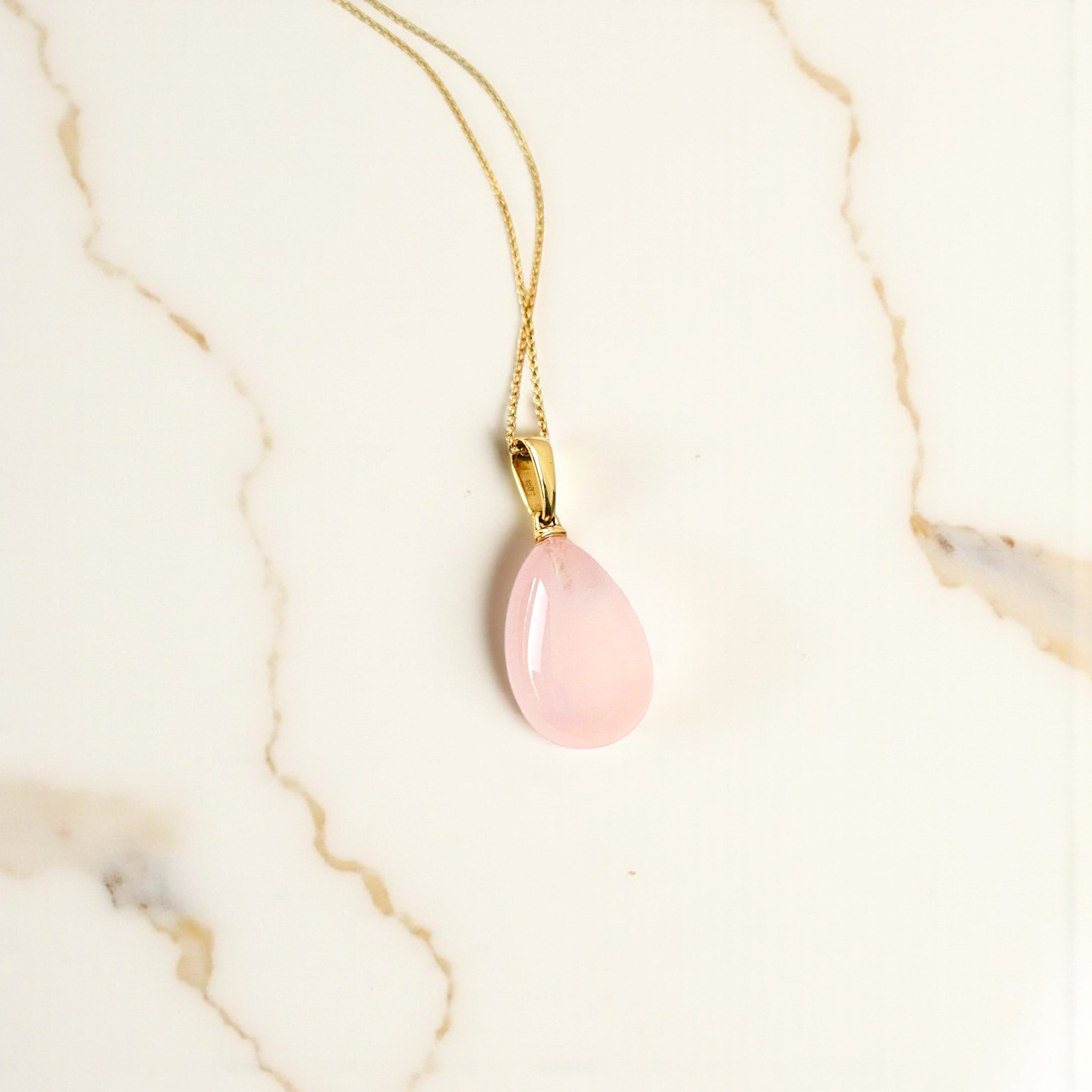 Rosenquarz Anhänger | 585 Gold