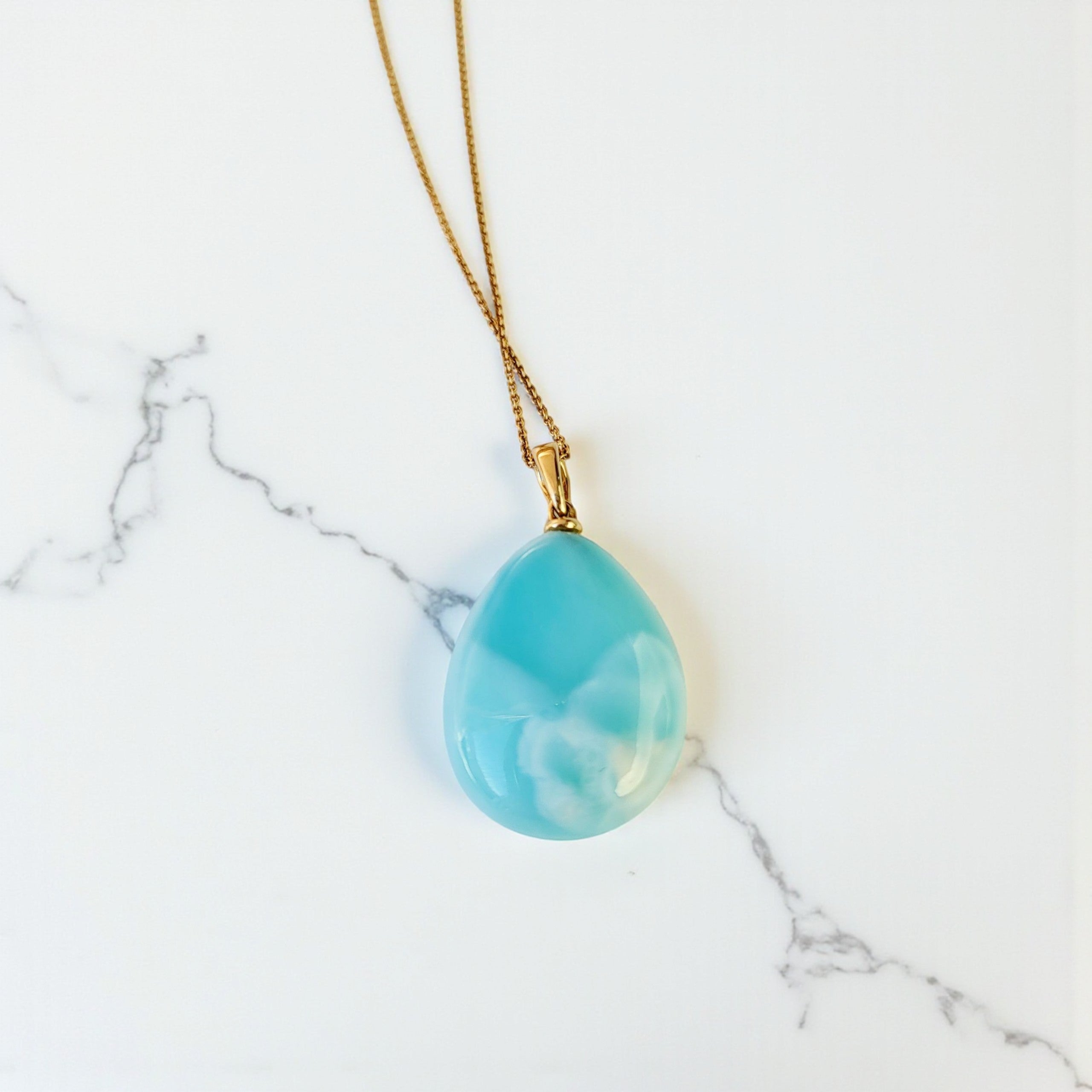 Larimar Anhänger | 585 Gold