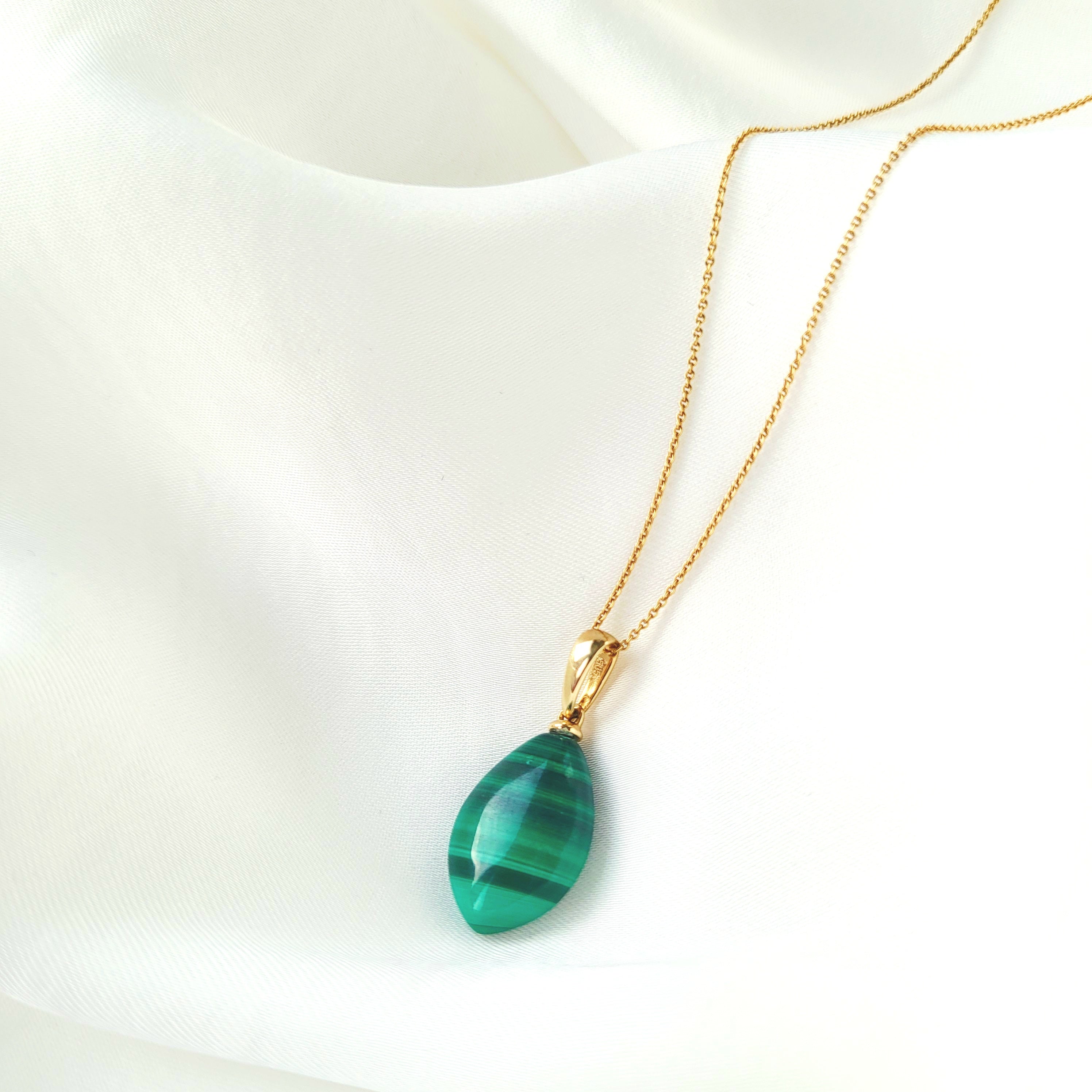 Malachit Anhänger | 585 Gelbgold