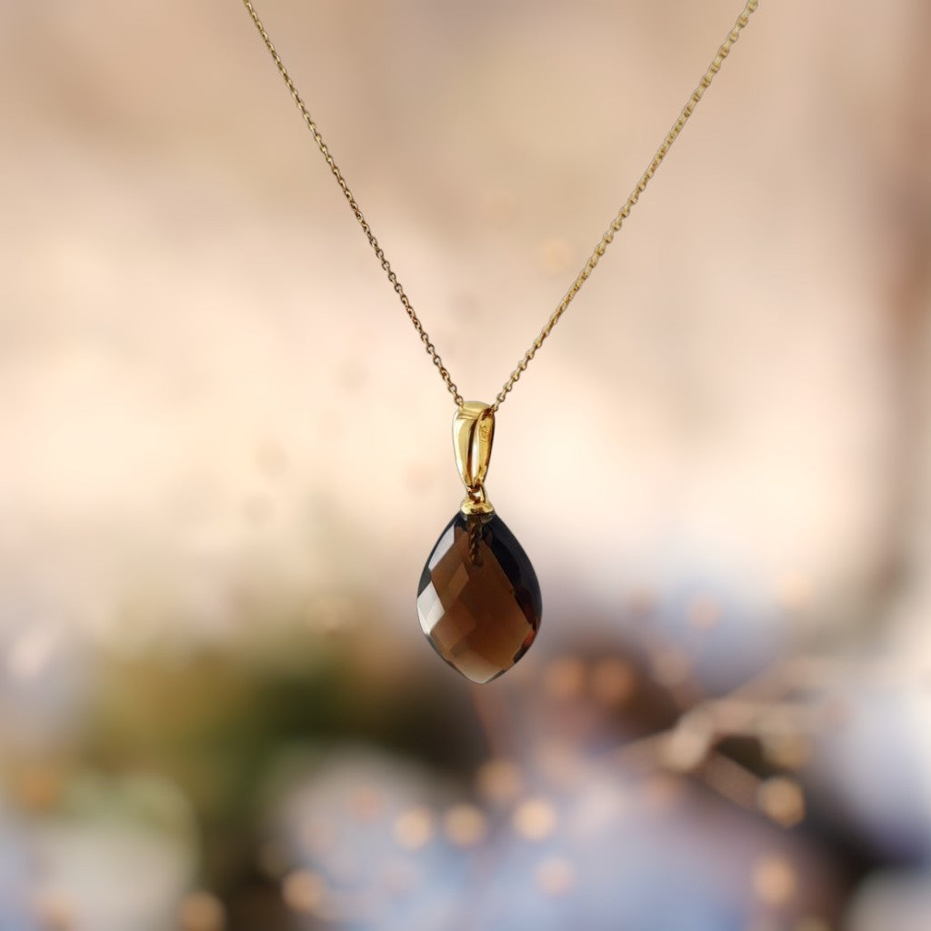Rauchquarz Anhänger | 585 Gold